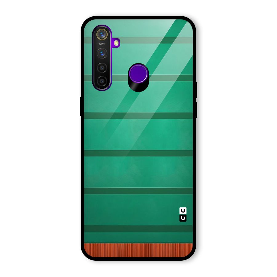 Green Wood Stripes Glass Back Case for Realme 5 Pro