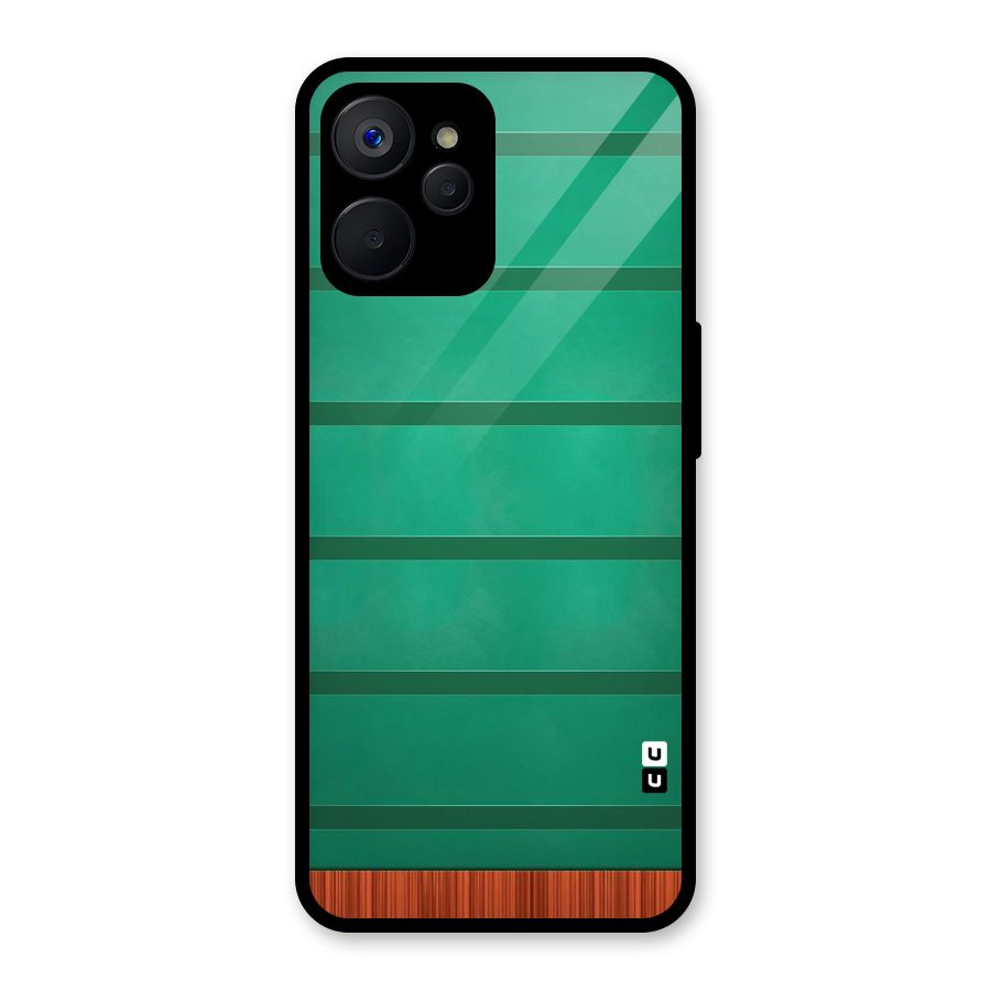 Green Wood Stripes Glass Back Case for Realme 9i 5G