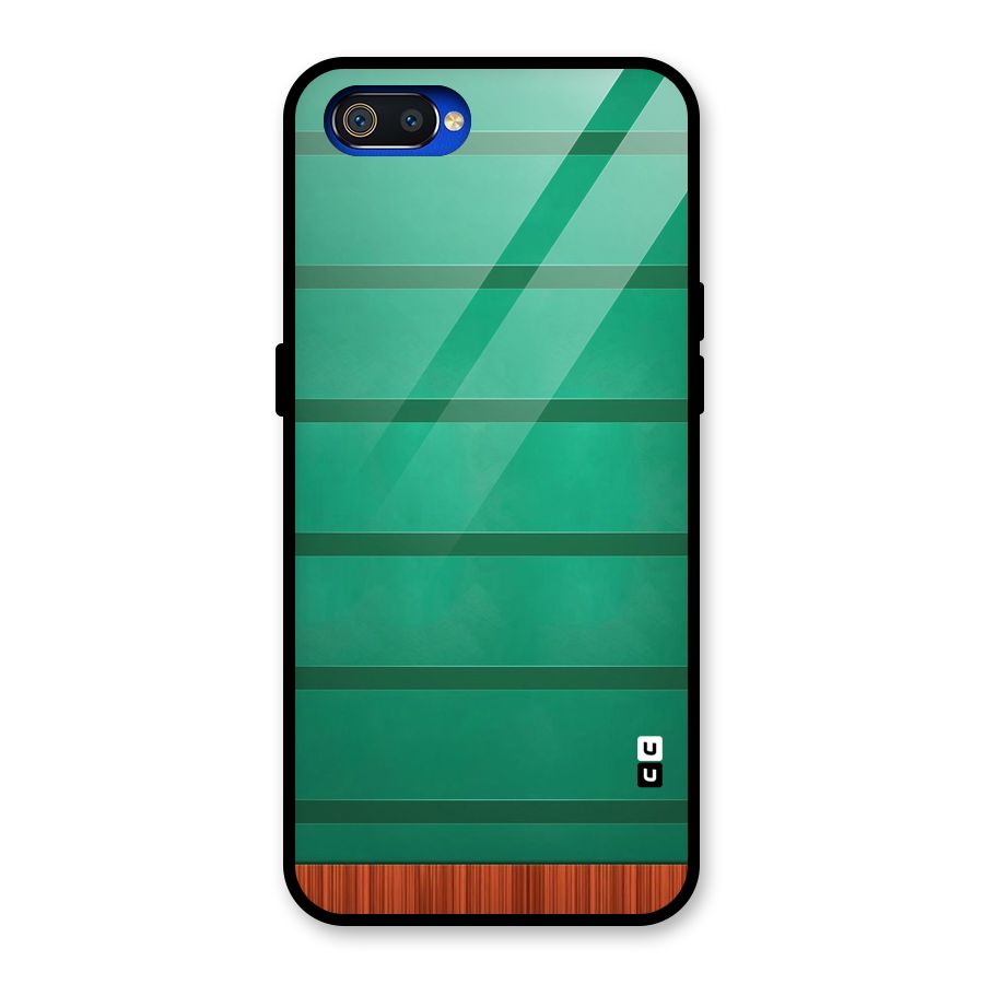 Green Wood Stripes Glass Back Case for Realme C2