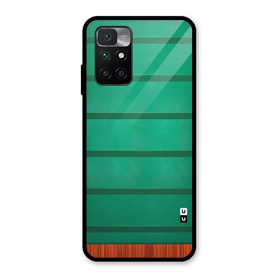Green Wood Stripes Glass Back Case for Redmi 10 Prime