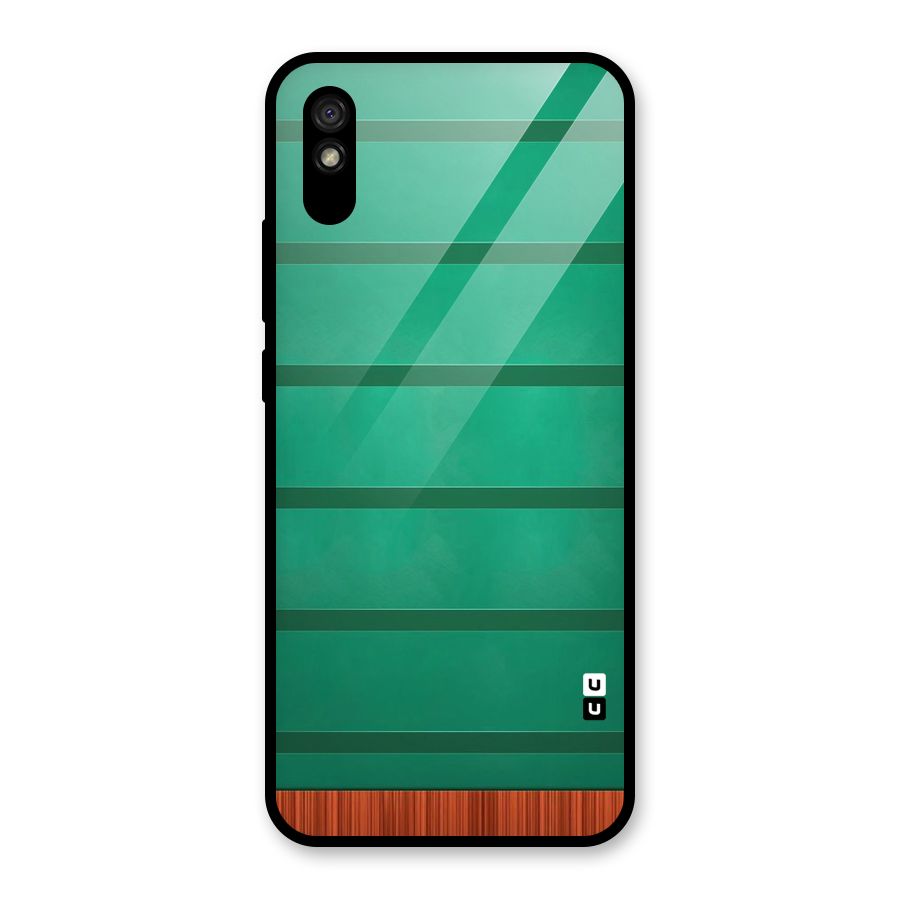Green Wood Stripes Glass Back Case for Redmi 9A
