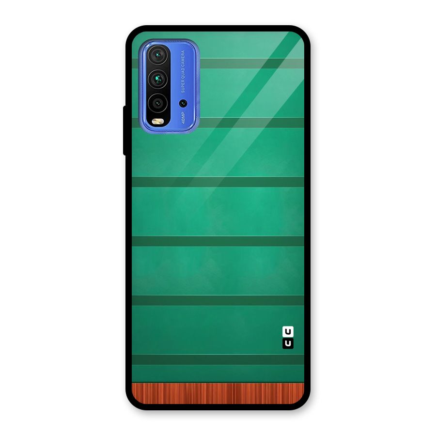 Green Wood Stripes Glass Back Case for Redmi 9 Power