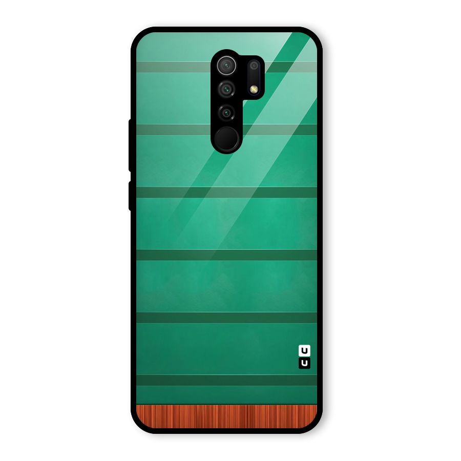 Green Wood Stripes Glass Back Case for Redmi 9 Prime