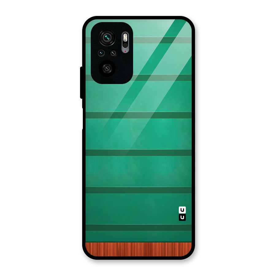 Green Wood Stripes Glass Back Case for Redmi Note 10S