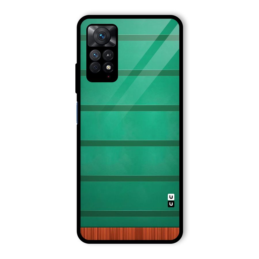 Green Wood Stripes Glass Back Case for Redmi Note 11 Pro