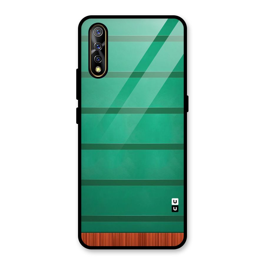Green Wood Stripes Glass Back Case for Vivo S1