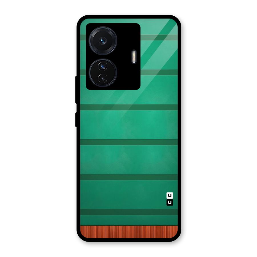 Green Wood Stripes Glass Back Case for Vivo T1 Pro