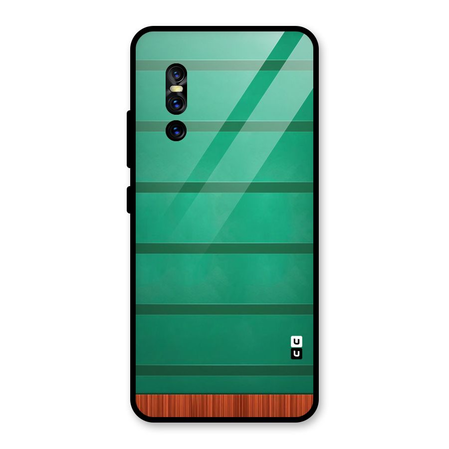 Green Wood Stripes Glass Back Case for Vivo V15 Pro