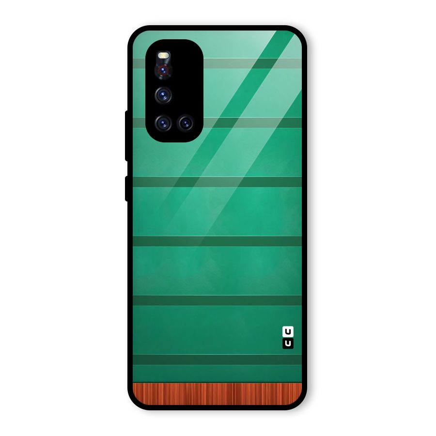 Green Wood Stripes Glass Back Case for Vivo V19
