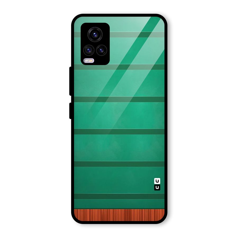 Green Wood Stripes Glass Back Case for Vivo V20