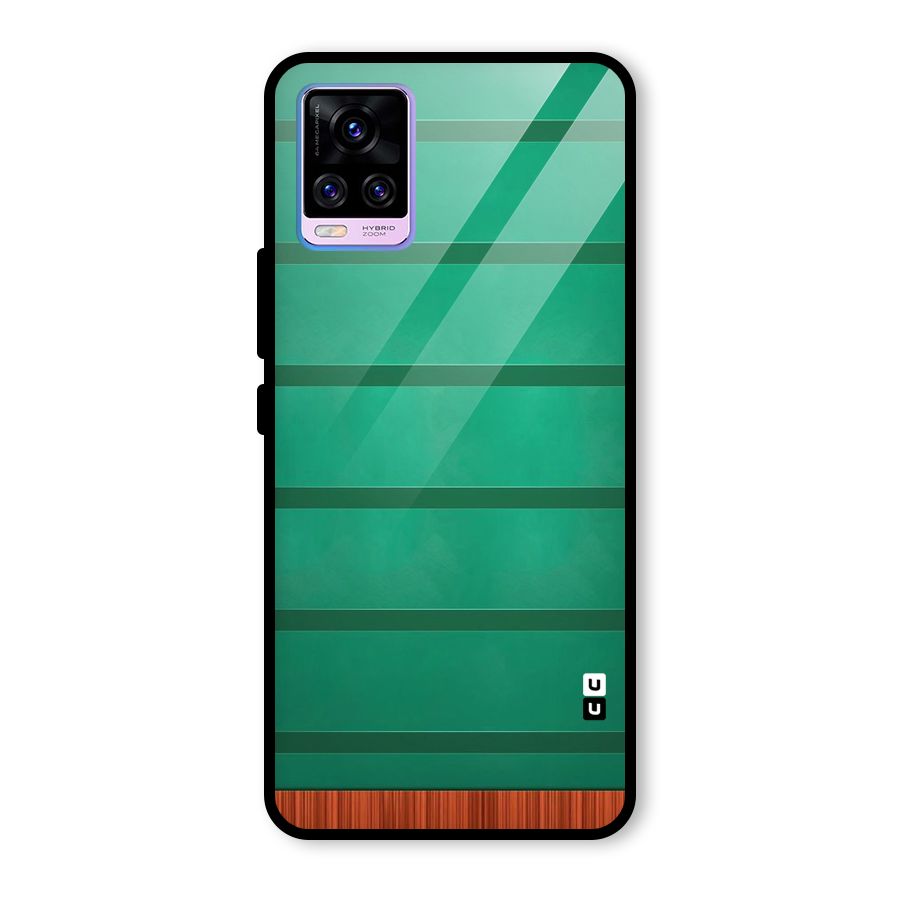 Green Wood Stripes Glass Back Case for Vivo V20 Pro