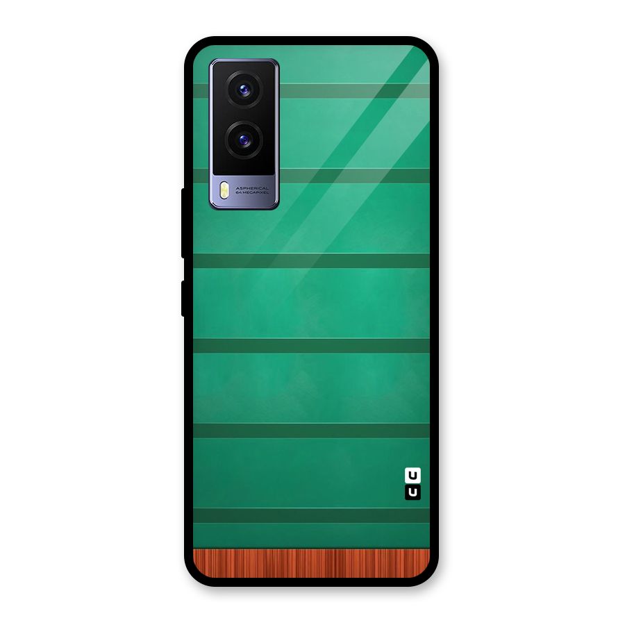 Green Wood Stripes Glass Back Case for Vivo V21e 5G