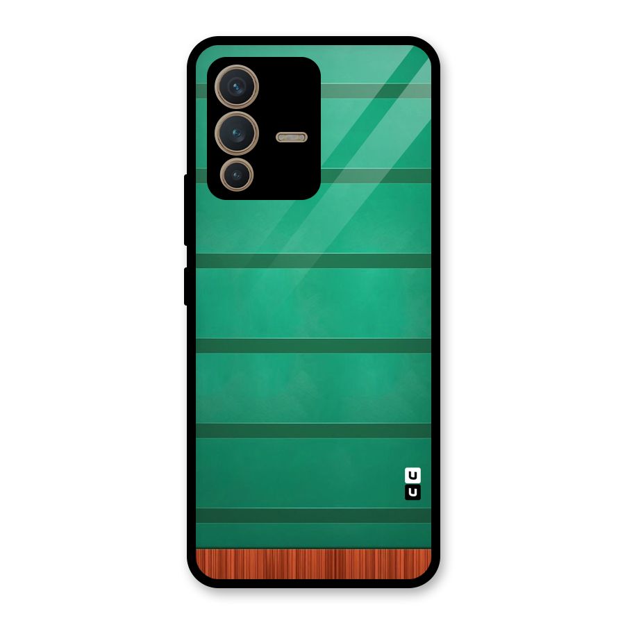 Green Wood Stripes Glass Back Case for Vivo V23 5G