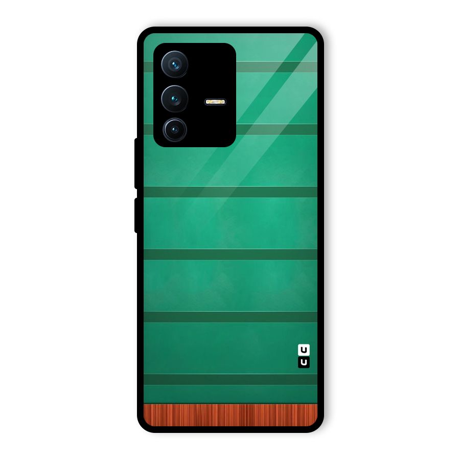 Green Wood Stripes Glass Back Case for Vivo V23 Pro