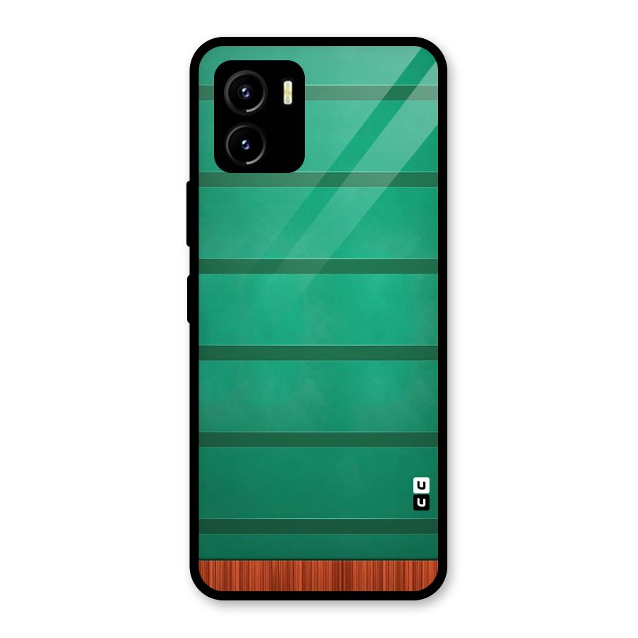Green Wood Stripes Glass Back Case for Vivo Y15s