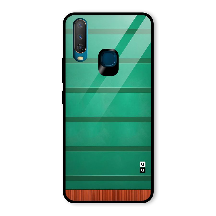Green Wood Stripes Glass Back Case for Vivo Y17