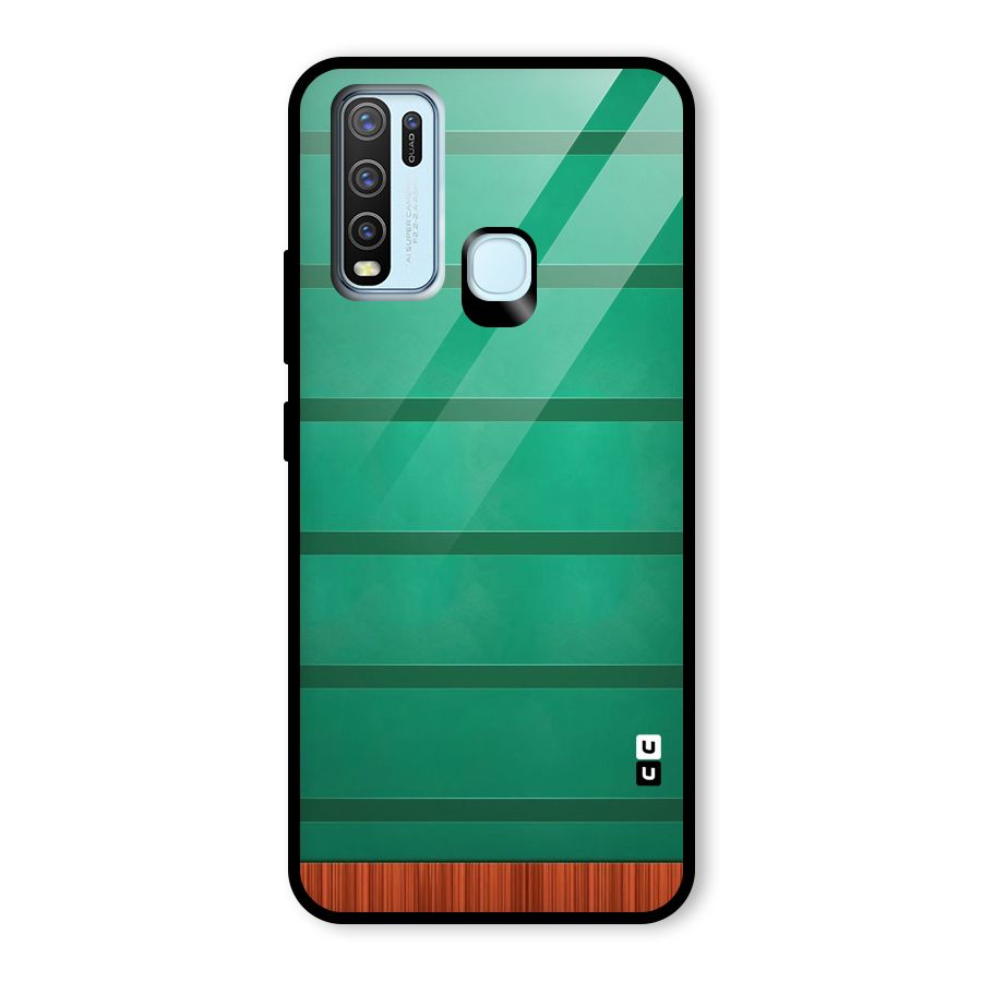 Green Wood Stripes Glass Back Case for Vivo Y30