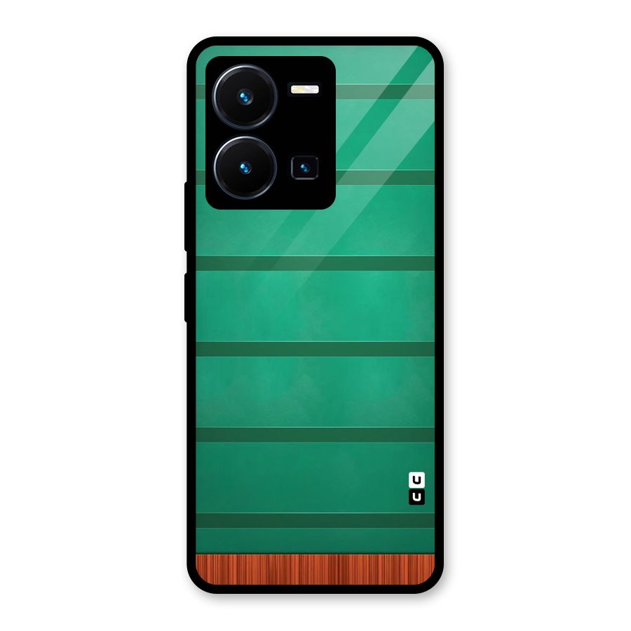Green Wood Stripes Glass Back Case for Vivo Y35