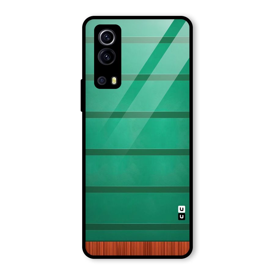 Green Wood Stripes Glass Back Case for Vivo iQOO Z3
