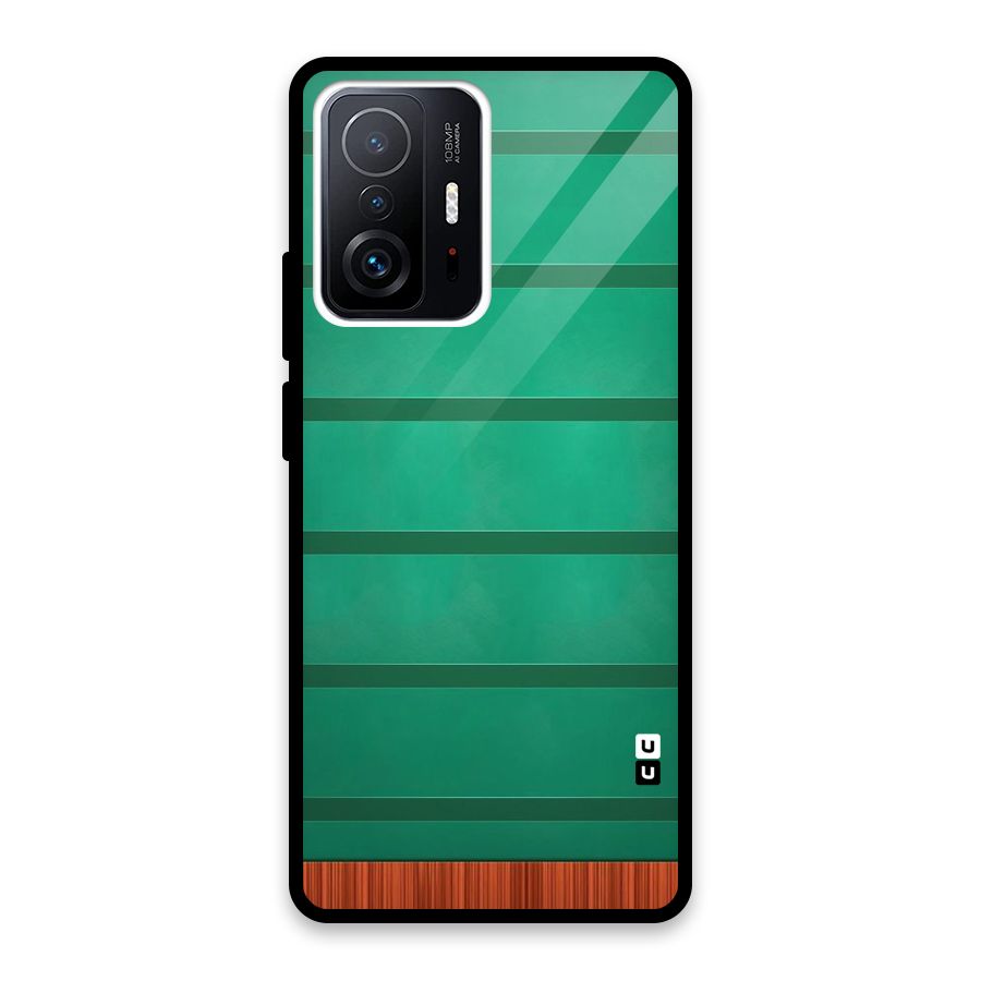 Green Wood Stripes Glass Back Case for Xiaomi 11T Pro