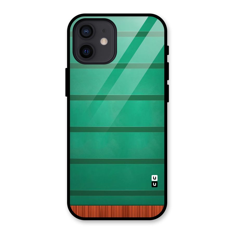 Green Wood Stripes Glass Back Case for iPhone 12