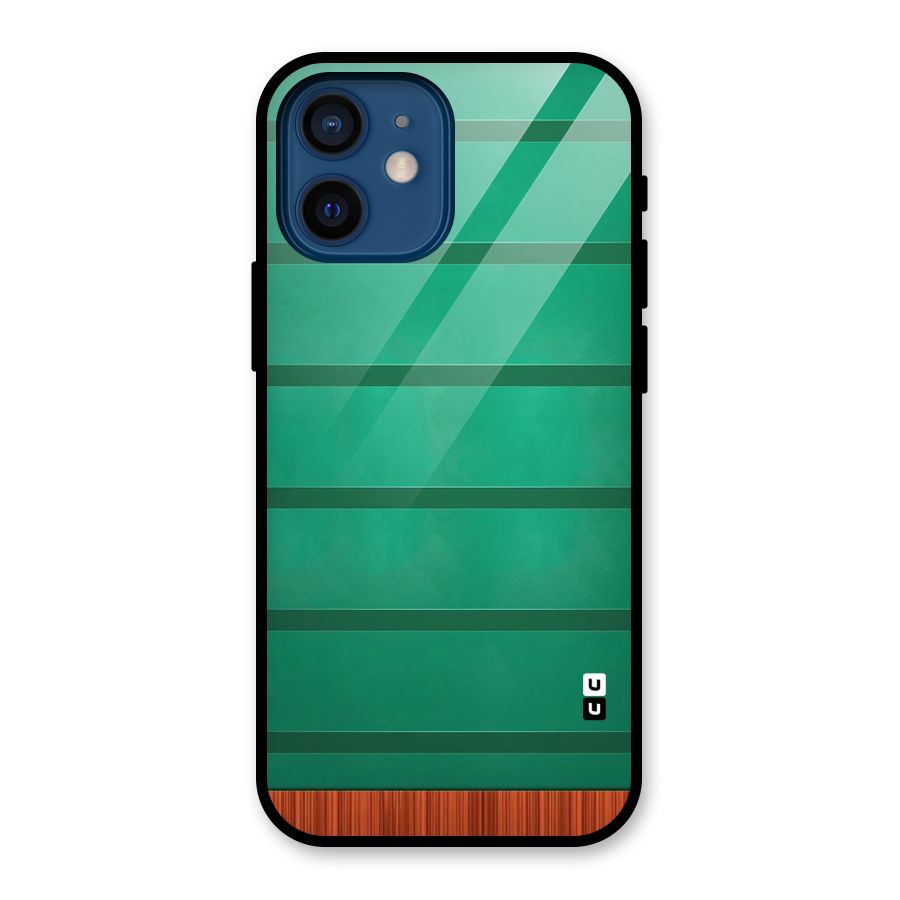 Green Wood Stripes Glass Back Case for iPhone 12 Mini