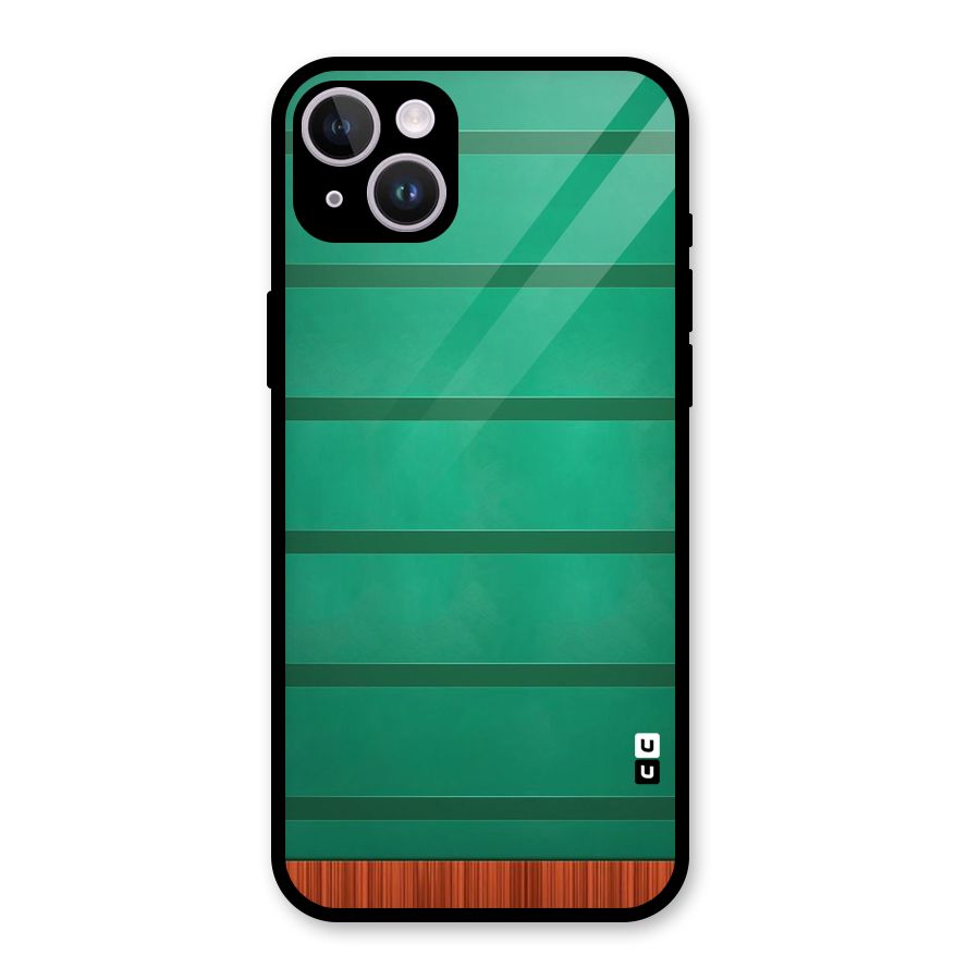 Green Wood Stripes Glass Back Case for iPhone 14 Plus