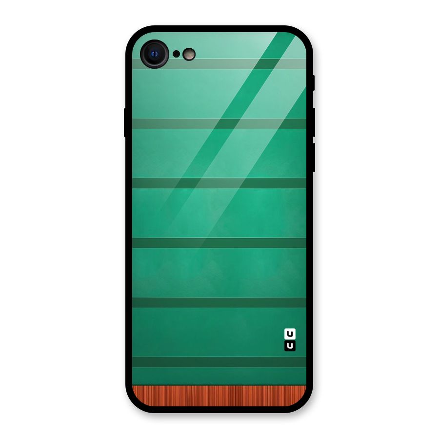 Green Wood Stripes Glass Back Case for iPhone SE 2022