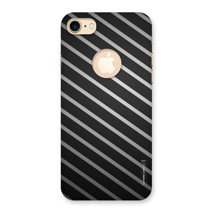 Grey And Black Stripes Back Case for iPhone 7 Logo Cut