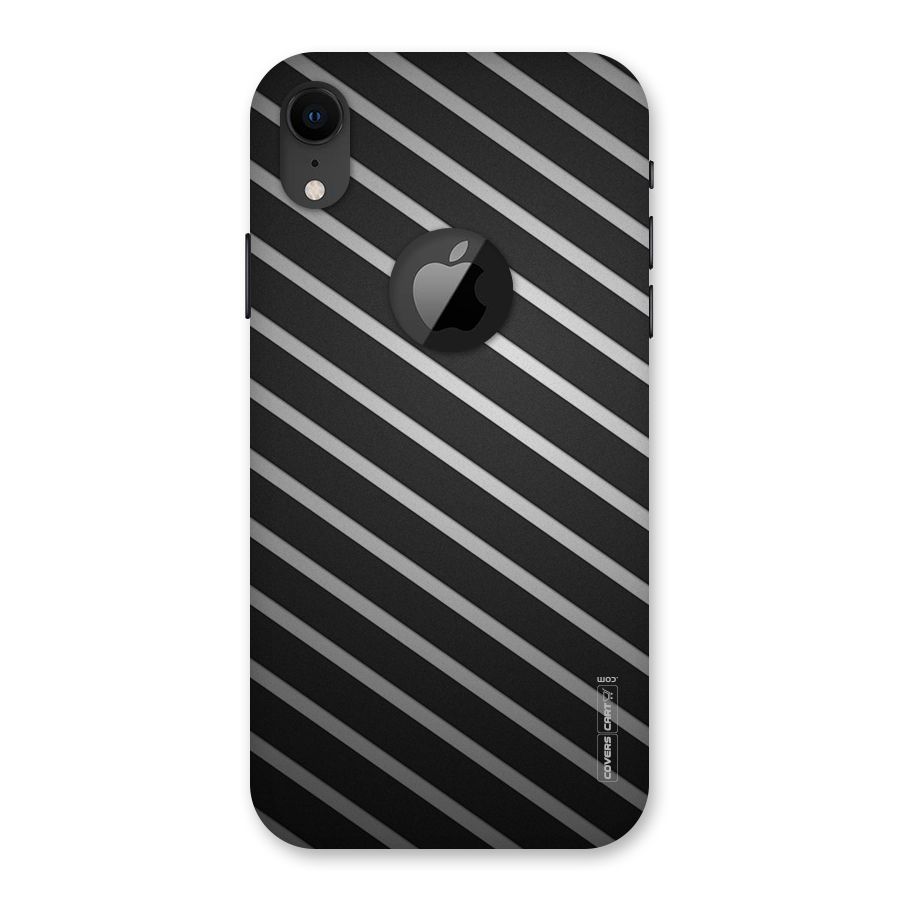 Grey And Black Stripes Back Case for iPhone XR Logo Cut