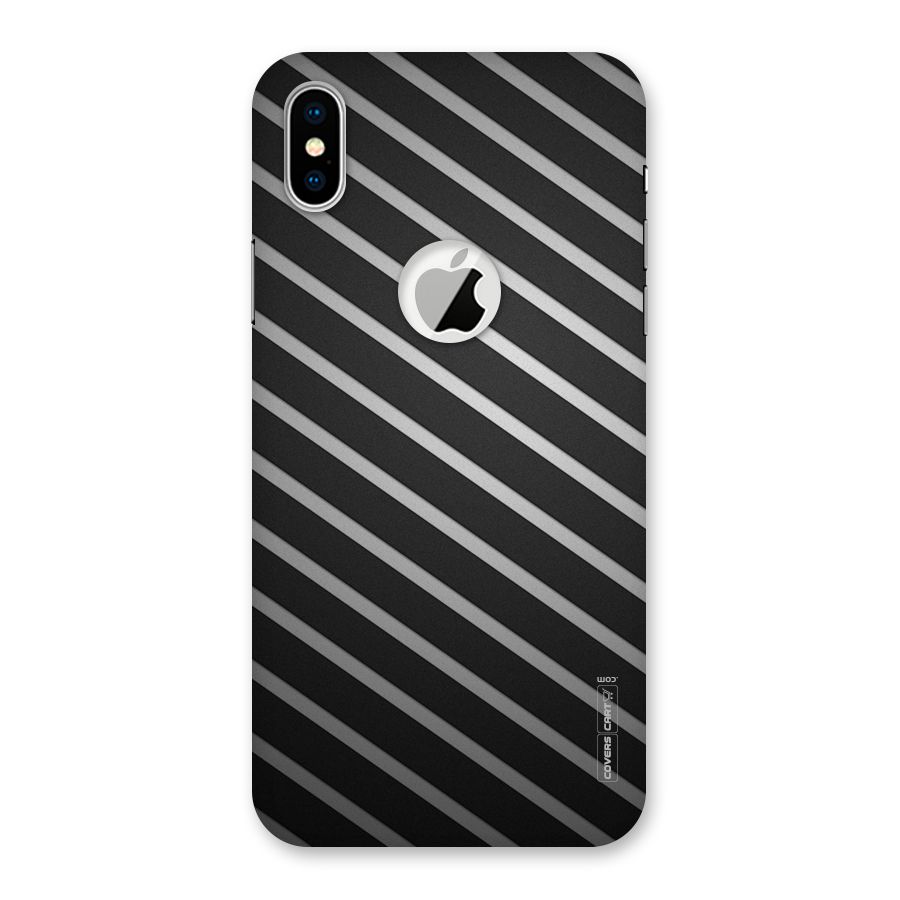 Grey And Black Stripes Back Case for iPhone XS Logo Cut