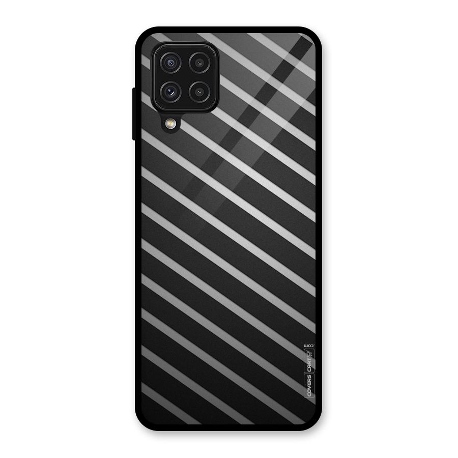 Grey And Black Stripes Glass Back Case for Galaxy A22 4G