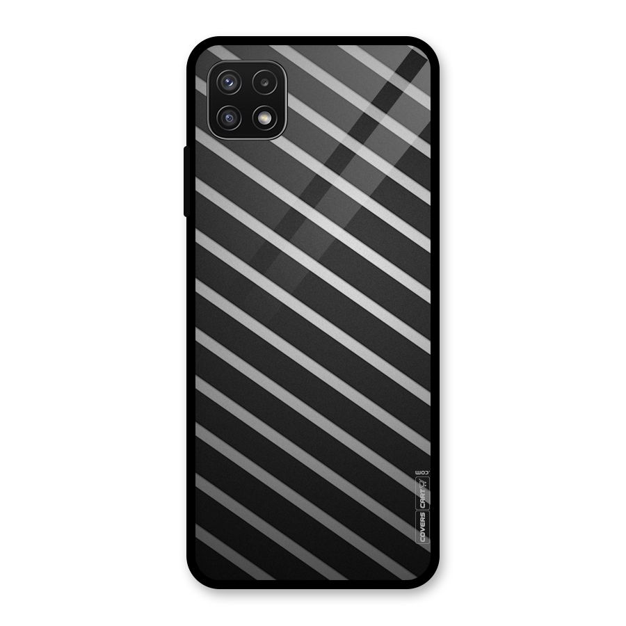 Grey And Black Stripes Glass Back Case for Galaxy A22 5G