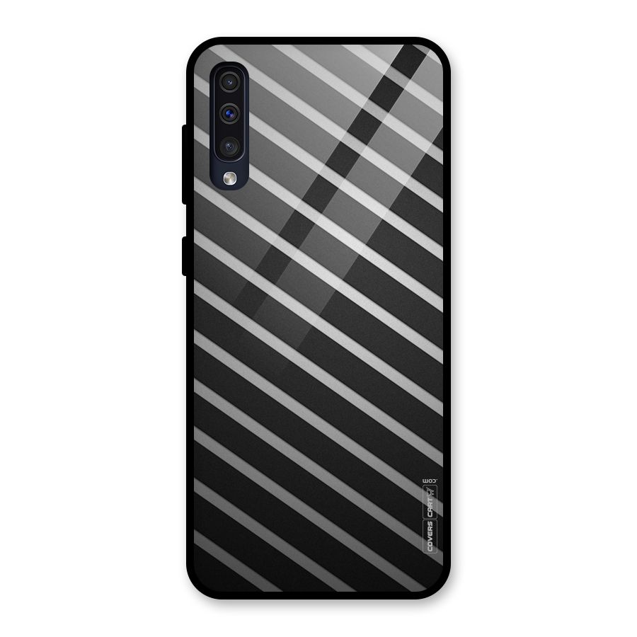 Grey And Black Stripes Glass Back Case for Galaxy A50