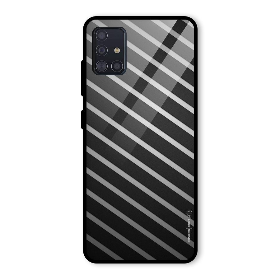 Grey And Black Stripes Glass Back Case for Galaxy A51