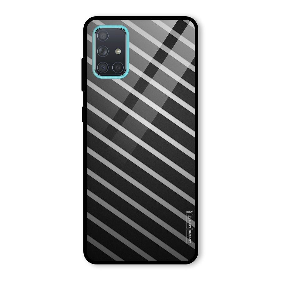Grey And Black Stripes Glass Back Case for Galaxy A71