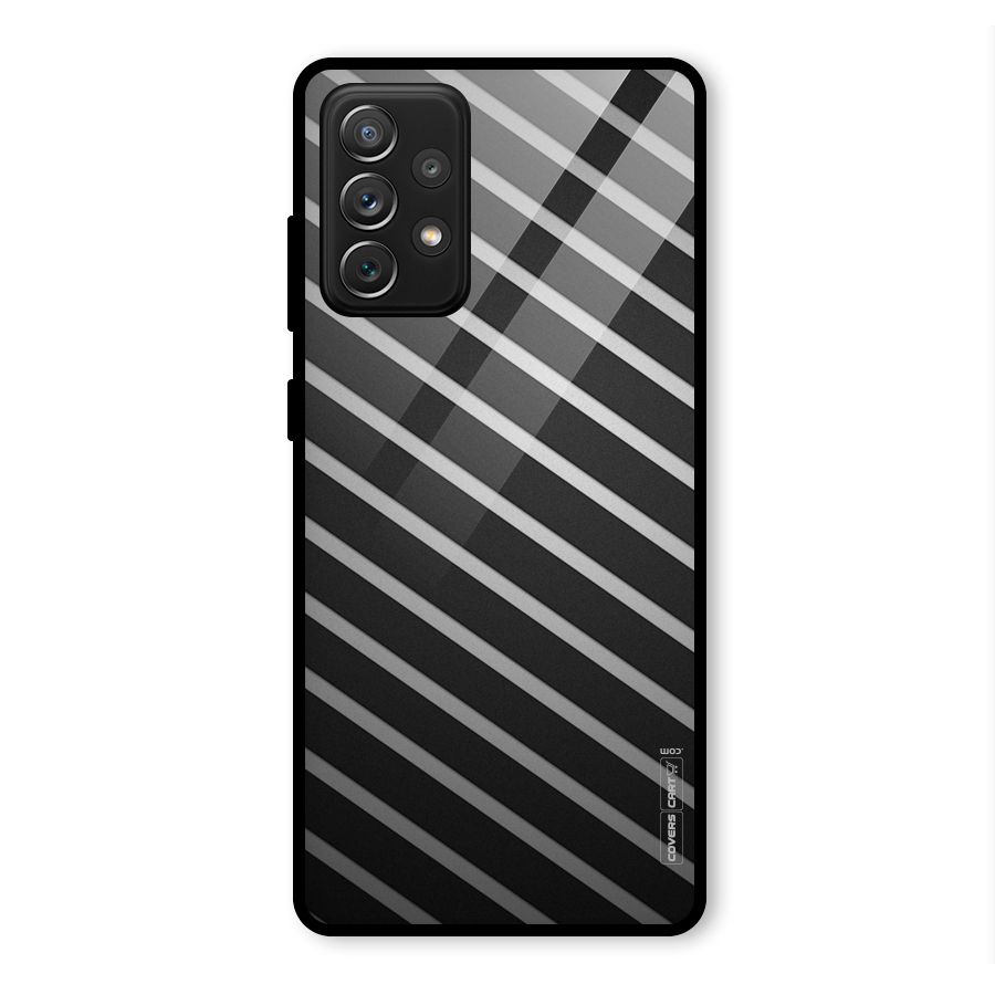 Grey And Black Stripes Glass Back Case for Galaxy A72