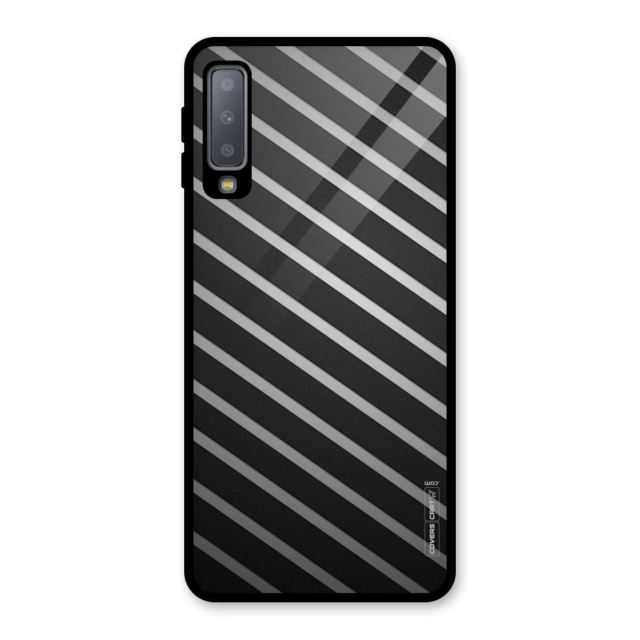 Grey And Black Stripes Glass Back Case for Galaxy A7 (2018)