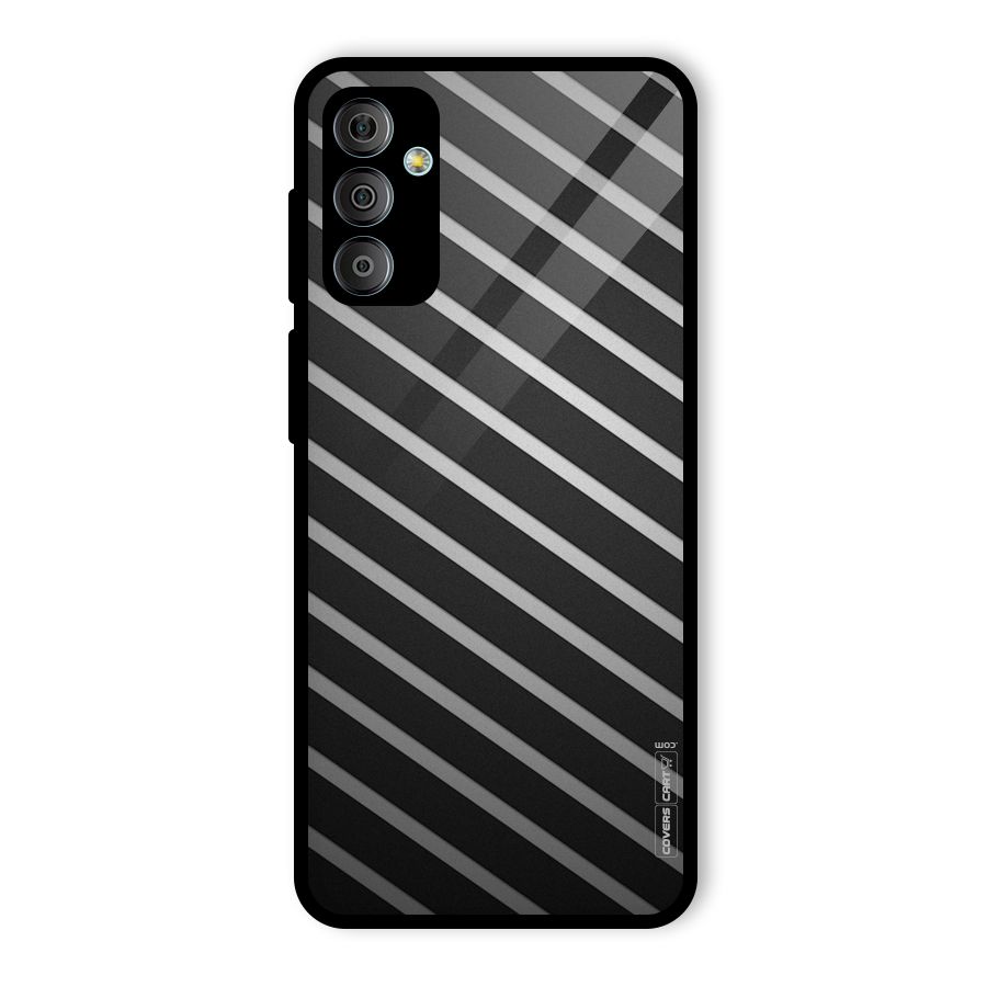 Grey And Black Stripes Glass Back Case for Galaxy F23