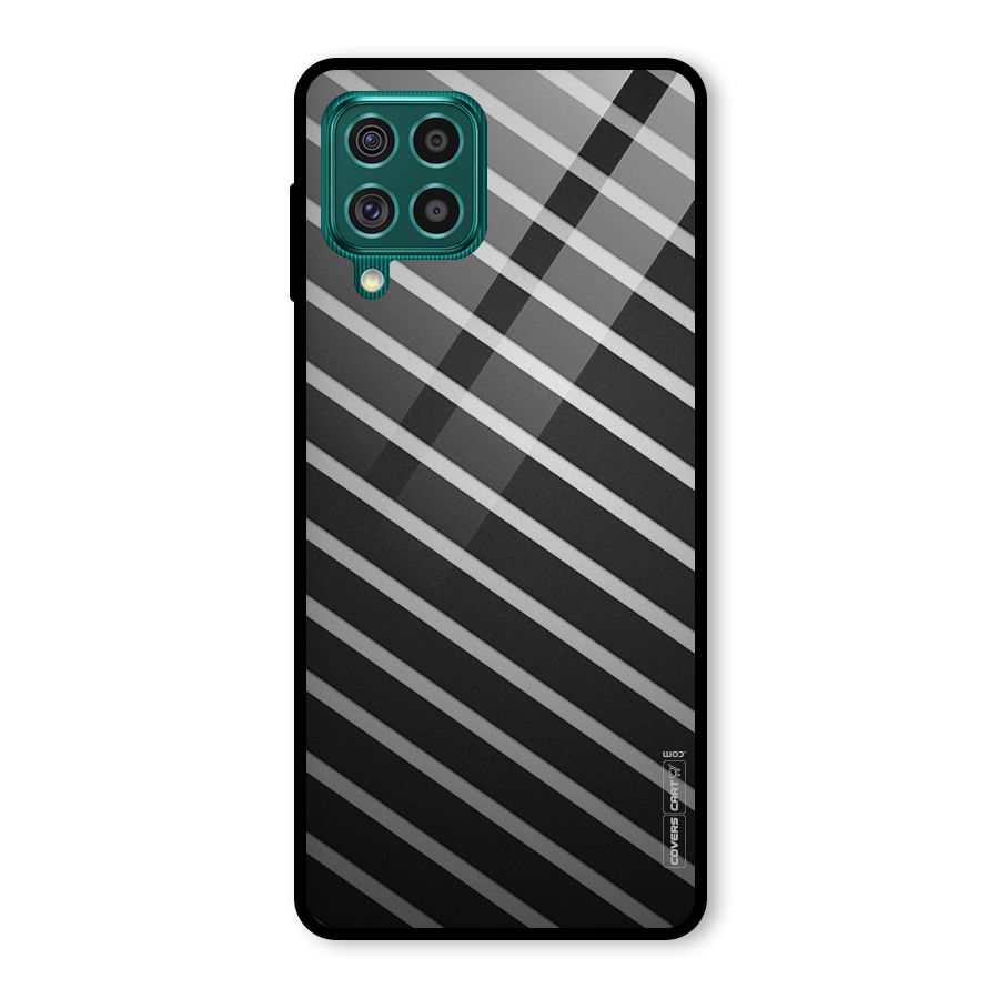 Grey And Black Stripes Glass Back Case for Galaxy F62