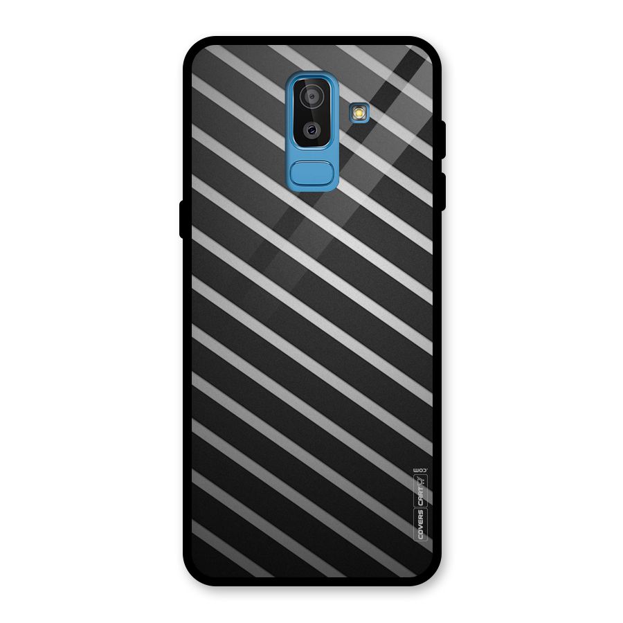 Grey And Black Stripes Glass Back Case for Galaxy J8