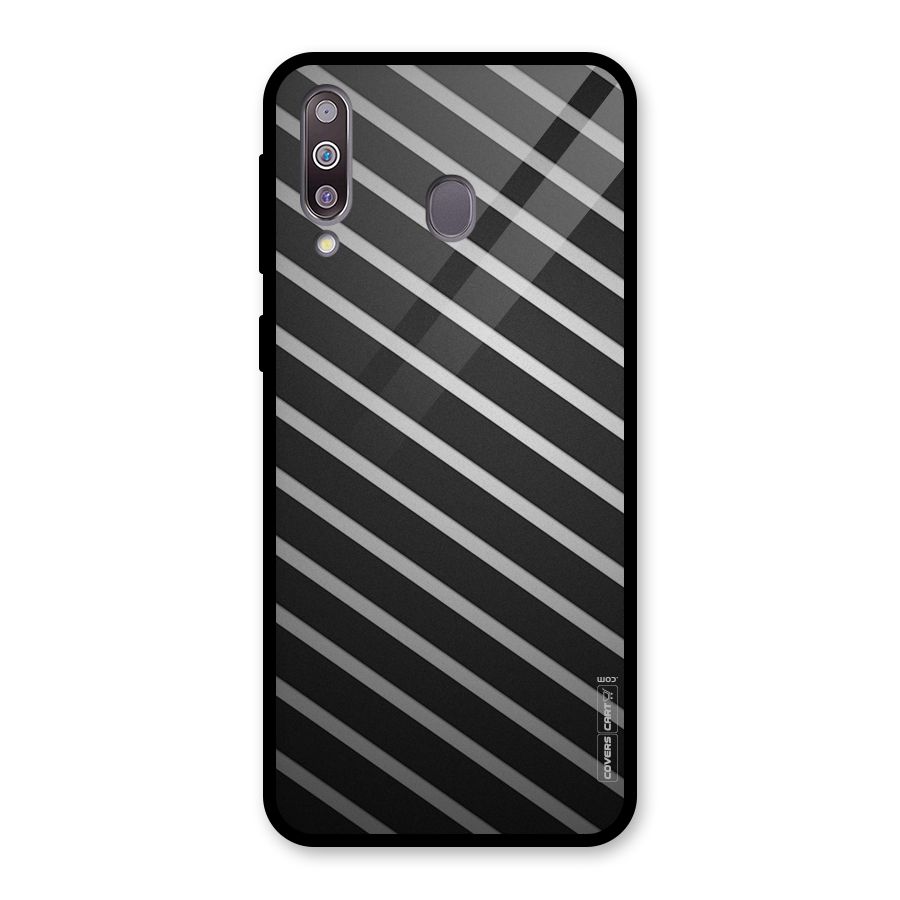 Grey And Black Stripes Glass Back Case for Galaxy M30