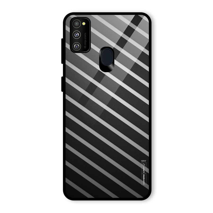 Grey And Black Stripes Glass Back Case for Galaxy M30s