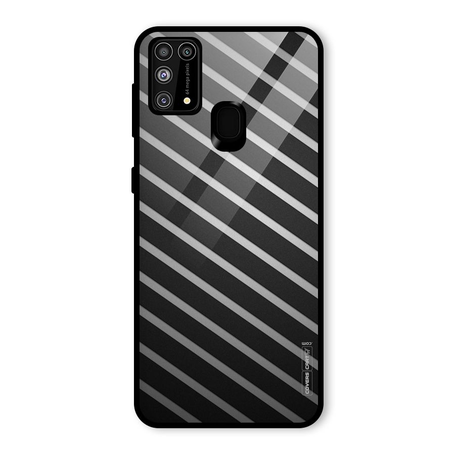 Grey And Black Stripes Glass Back Case for Galaxy M31
