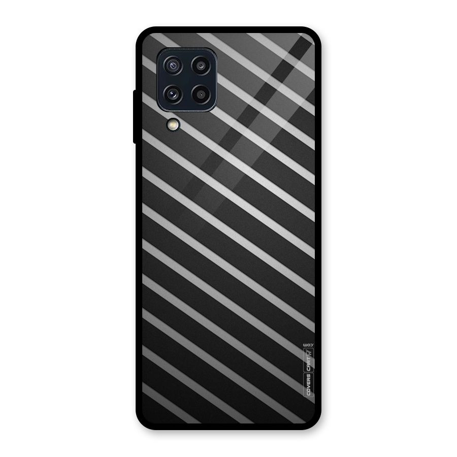 Grey And Black Stripes Glass Back Case for Galaxy M32