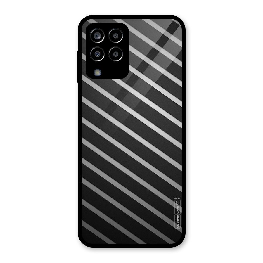 Grey And Black Stripes Glass Back Case for Galaxy M33