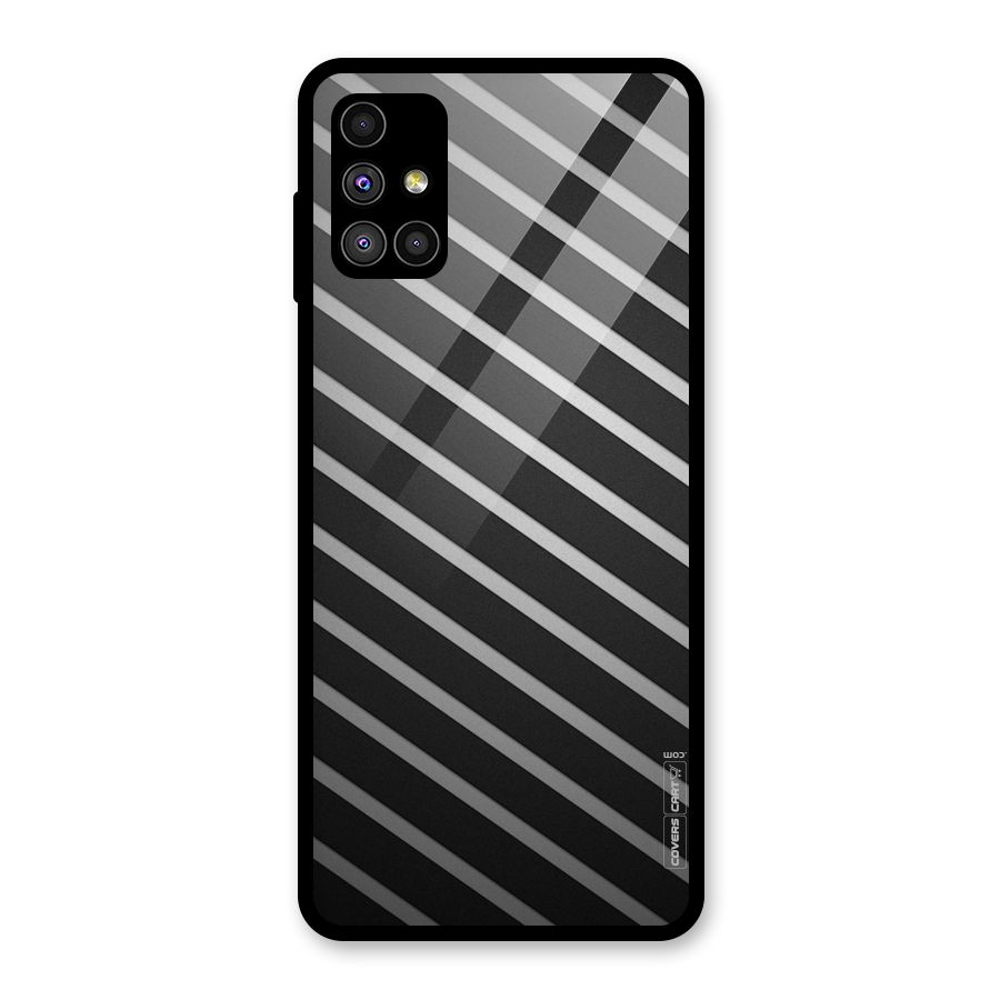 Grey And Black Stripes Glass Back Case for Galaxy M51