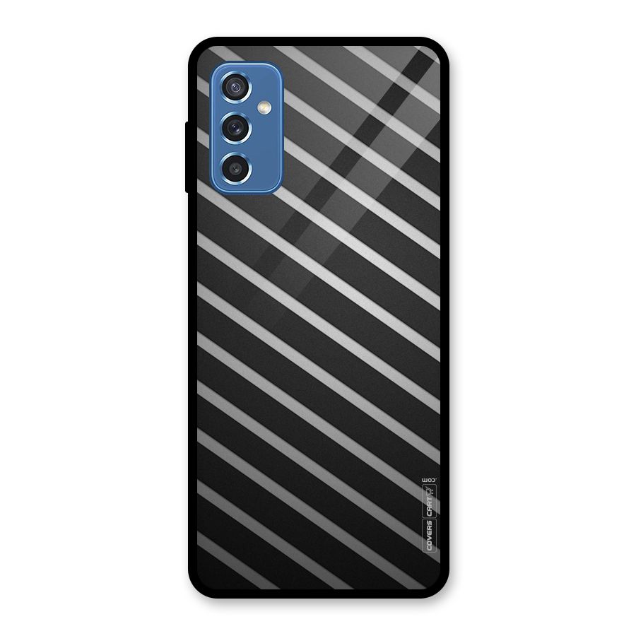 Grey And Black Stripes Glass Back Case for Galaxy M52 5G