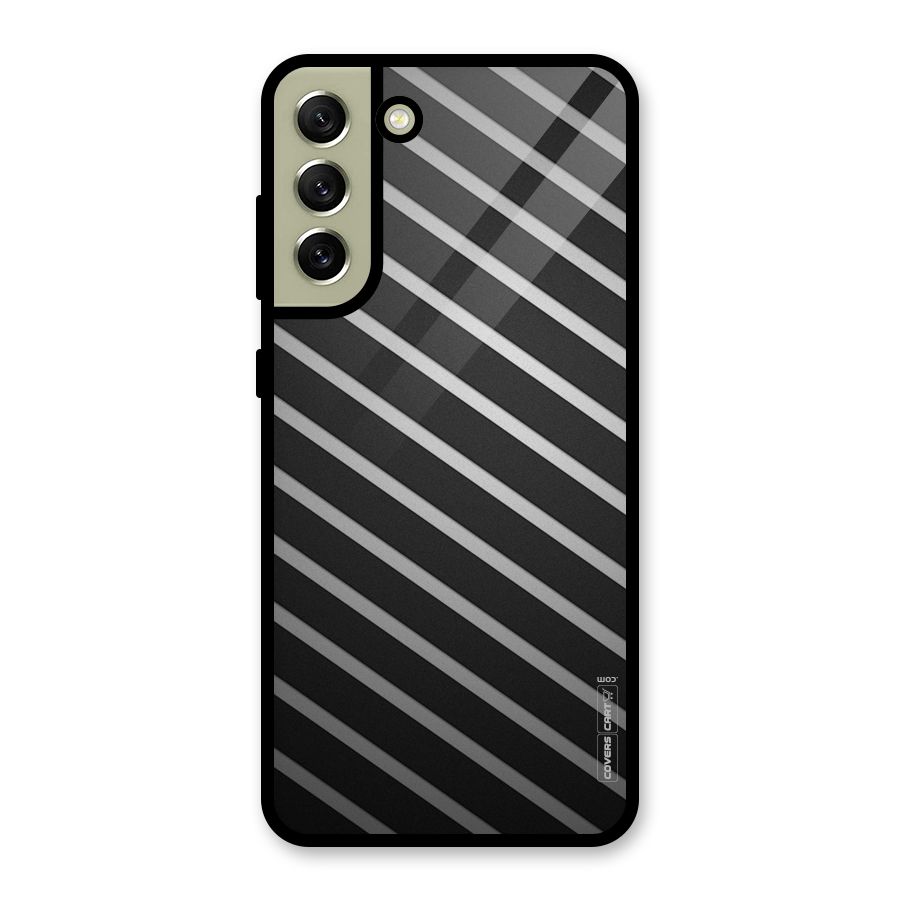 Grey And Black Stripes Glass Back Case for Galaxy S21 FE 5G