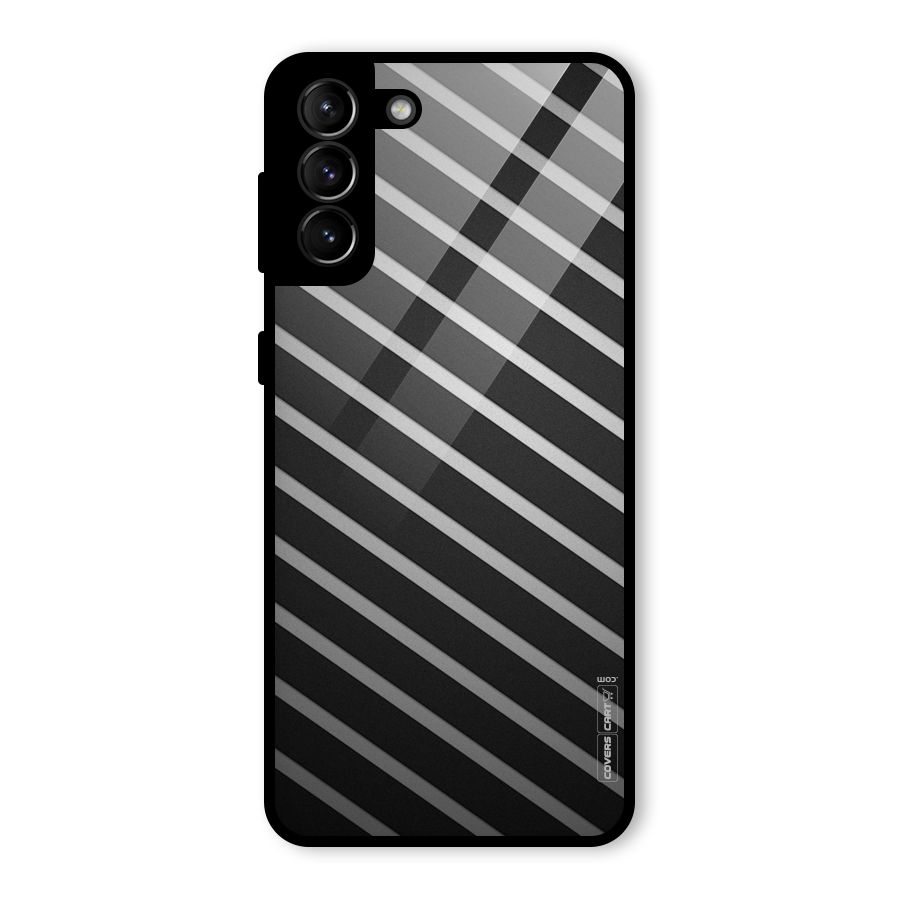 Grey And Black Stripes Glass Back Case for Galaxy S21 Plus